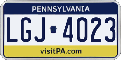 PA license plate LGJ4023
