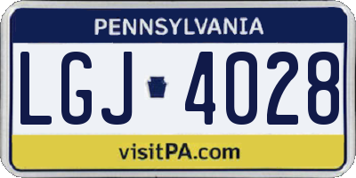 PA license plate LGJ4028