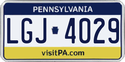 PA license plate LGJ4029