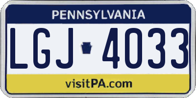 PA license plate LGJ4033