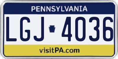 PA license plate LGJ4036