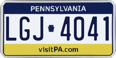 PA license plate LGJ4041
