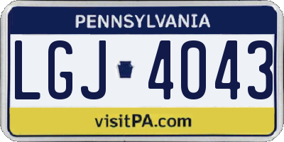 PA license plate LGJ4043
