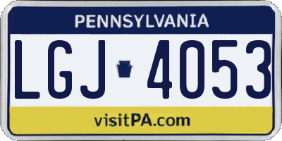 PA license plate LGJ4053