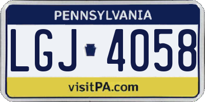 PA license plate LGJ4058