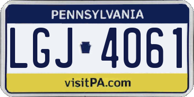 PA license plate LGJ4061