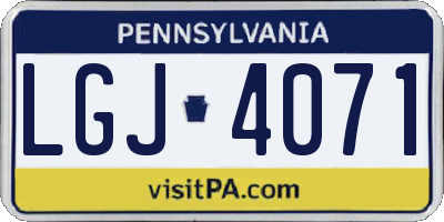 PA license plate LGJ4071