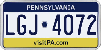 PA license plate LGJ4072