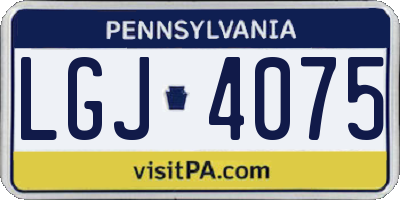 PA license plate LGJ4075