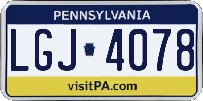 PA license plate LGJ4078