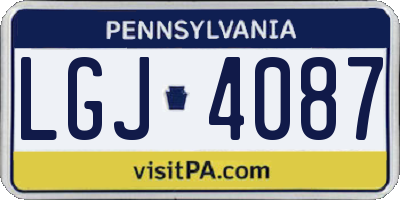 PA license plate LGJ4087