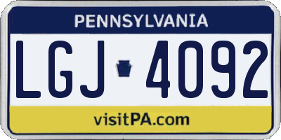 PA license plate LGJ4092