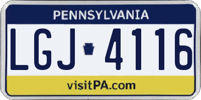PA license plate LGJ4116