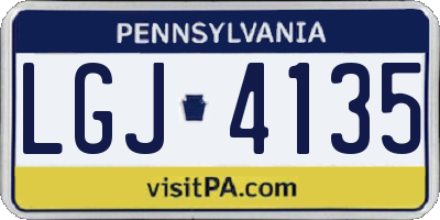 PA license plate LGJ4135