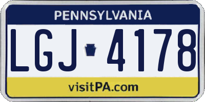 PA license plate LGJ4178