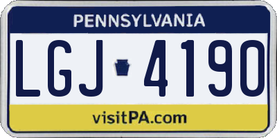 PA license plate LGJ4190