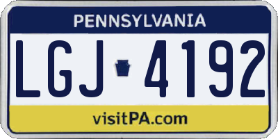 PA license plate LGJ4192