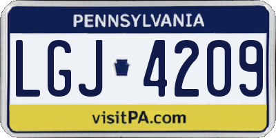 PA license plate LGJ4209
