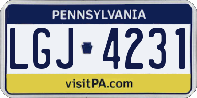 PA license plate LGJ4231