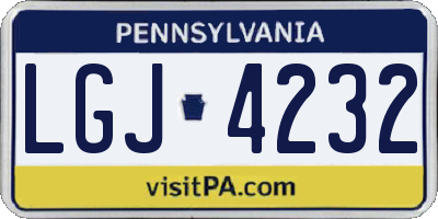 PA license plate LGJ4232