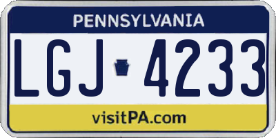 PA license plate LGJ4233