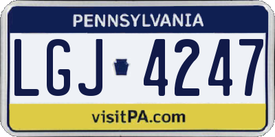 PA license plate LGJ4247