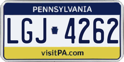 PA license plate LGJ4262