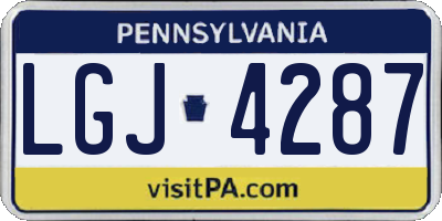PA license plate LGJ4287