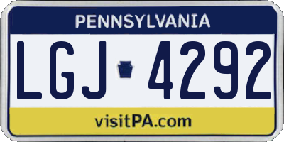 PA license plate LGJ4292