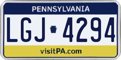 PA license plate LGJ4294
