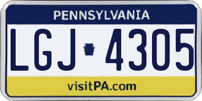 PA license plate LGJ4305