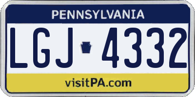PA license plate LGJ4332