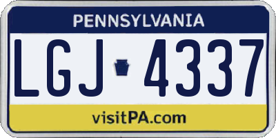 PA license plate LGJ4337