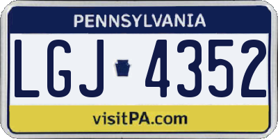 PA license plate LGJ4352