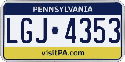 PA license plate LGJ4353