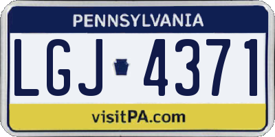 PA license plate LGJ4371