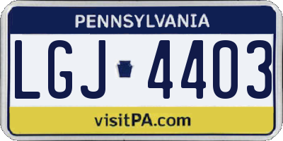 PA license plate LGJ4403