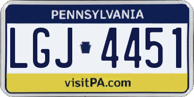 PA license plate LGJ4451