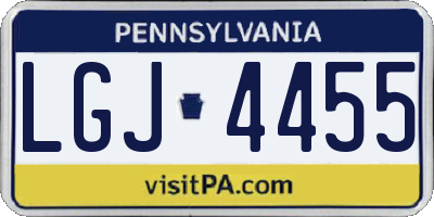 PA license plate LGJ4455