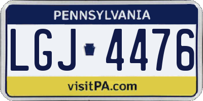 PA license plate LGJ4476
