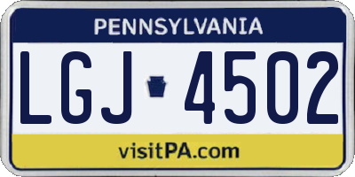 PA license plate LGJ4502