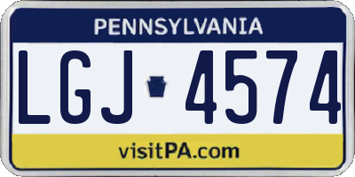 PA license plate LGJ4574