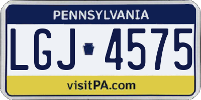 PA license plate LGJ4575