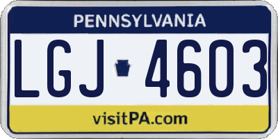 PA license plate LGJ4603