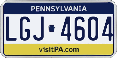PA license plate LGJ4604
