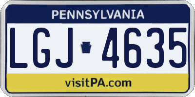 PA license plate LGJ4635