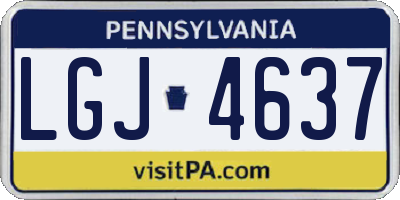 PA license plate LGJ4637