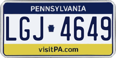 PA license plate LGJ4649