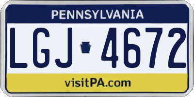 PA license plate LGJ4672