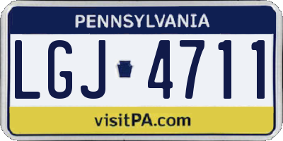 PA license plate LGJ4711